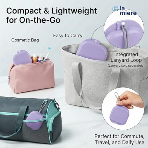LA MIERE Purple Retainer Case with Vent Holes, Secure Snap Lock Denture Storage