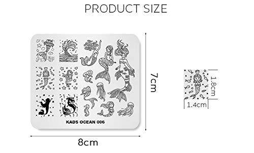 KADS Ocean Mermaid Nail Stamping Plate OC006 - Nail Art Template & Stencil