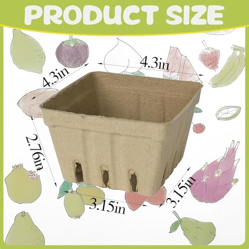 30 Pack Natural Pulp Berry Baskets - Eco-Friendly Produce Containers