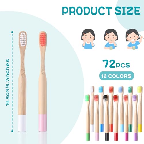 24 Pack Kids Bamboo Toothbrushes - Soft Bristle, Eco-Friendly, Individually Wrapped