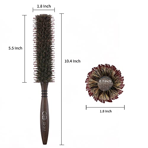PERFEHAIR 1.8 Inch Round Boar & Nylon Bristle Brush for Fine Hair