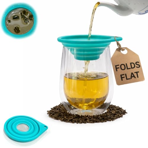 PocketStrainer Collapsible Fine Mesh Strainer - 400 Micron Stainless Steel for Tea, Coffee, Juice & Broth