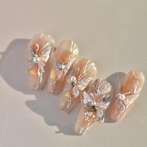 3D Aurora Butterfly Nail Art Stickers - 6 Sheets Self-Adhesive