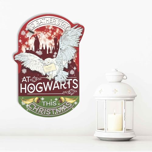 Harry Potter Hogwarts Christmas Wall Decor Sign | Festive Wood Art