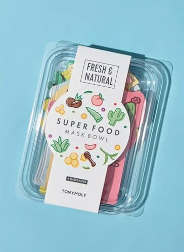 TONYMOLY Super Food Mask Bowl Ampoule - Hydrating Korean Face Sheet Mask Set