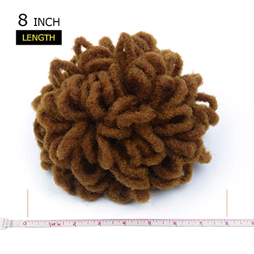 8 Inch Brown Faux Locs Ponytail Bun for Women - Drawstring Dreadlocks Hairpiece