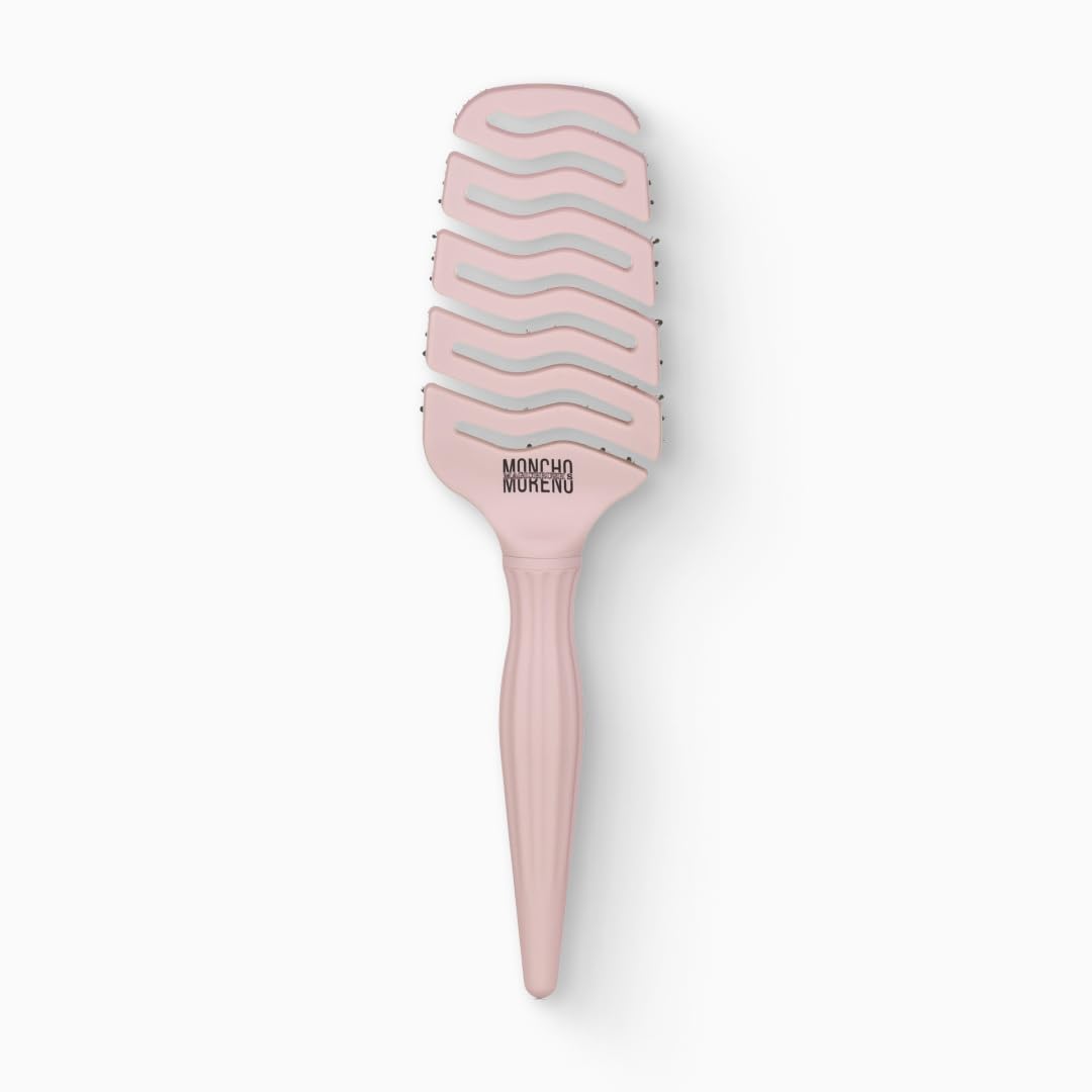 MONCHO MORENO Magic Brush - Professional Detangling Hair Brush for Dry Hair, Anti-Breakage & Anti-Frizz Brush for Fine, Thick & Curly Hair, Adds Shine (Pink)