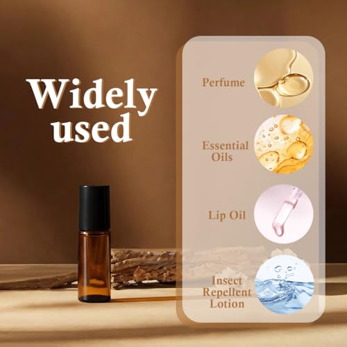24PCS 5ml Amber Glass Roll-on Bottles with Stainless Steel Roller Balls