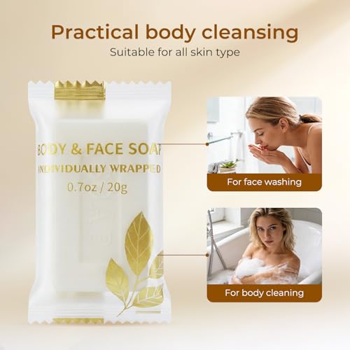 30 Mini Travel Soap Bars - 0.7 Oz Individually Wrapped Body Soap