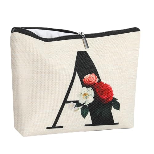 Gyflo Personalized Initial A Travel Makeup Bag for Women - Monogram Cosmetic Organizer, Gift Idea