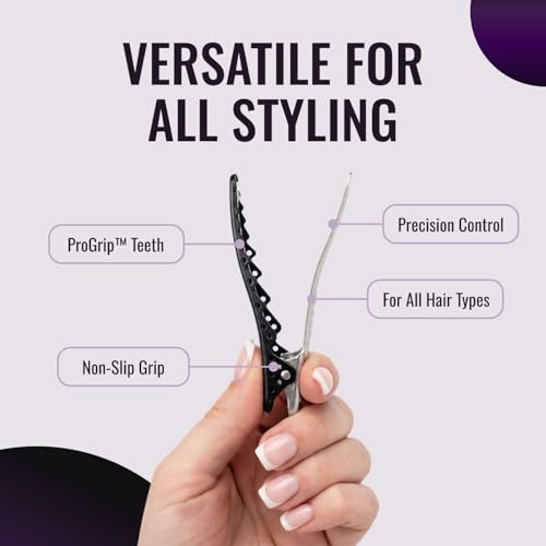 ERGO ProGrip Hair Clips for Styling – 4 Pack Alligator Sectioning Clips