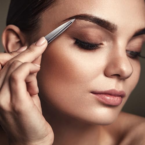 Silver Pointed Tweezers - High Carbon Stainless Steel Precision Hair Removal by MILLY