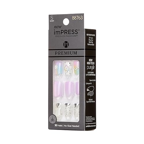 imPRESS Press-On Manicure 30 Pack - Short Purple Jelly Nail Set with Easy Application