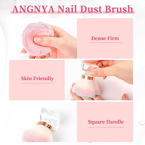 ANGNYA Rose-Shaped Nail Dust Brush with Gradient Color & Case