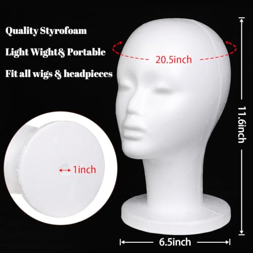 Leeven 11.6" Foam Wig Head Mannequin Stand for Styling and Display