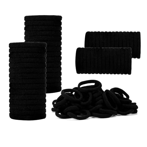 POMCOUS 100 Pack No Damage Elastic Hair Ties for Thick & Fine Hair, Seamless Ponytail Holders
