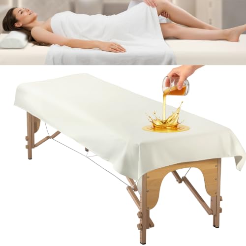 LUKYHONIE Reusable PU Leather Massage Table Cover - 35 Inch Beige