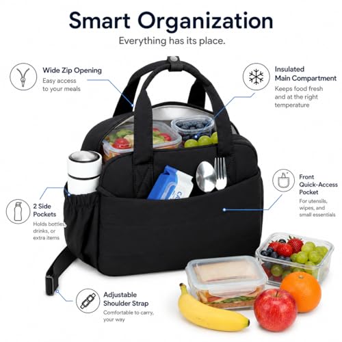 Stylish Quilted Lunch Bag for Women - Insulated Tote with Shoulder Strap