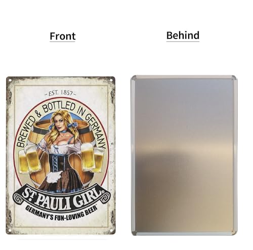 St Pauli Girl Retro Metal Tin Sign - 12x16 Inches Wall Art