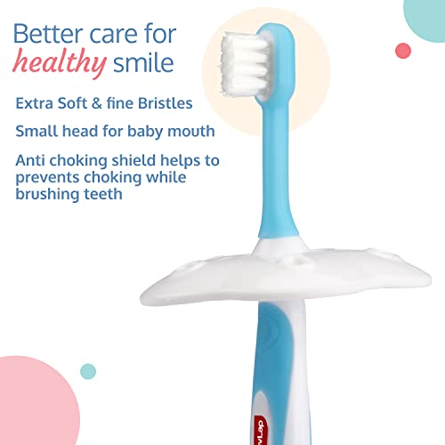 Luv Lap Baby Toothbrush Set with Anti Choking Shield - White/Blue