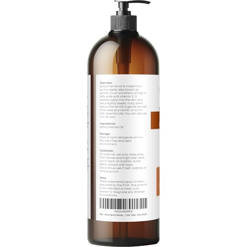 Velona Apricot Kernel Oil - 32 fl oz, Cold Pressed & Refined
