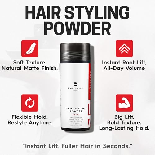 DASH FOR HIM Large Hair Texture Powder for Men, Root Lifter & Volumizer 30g