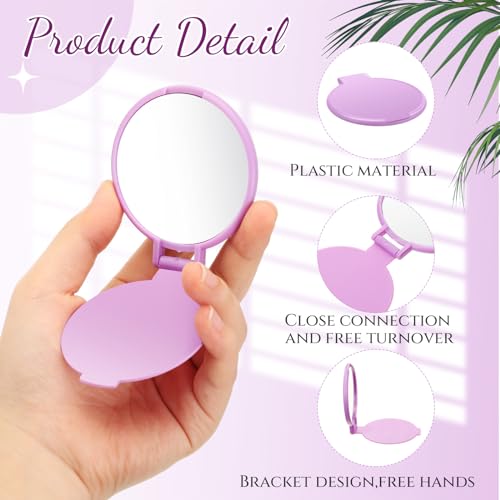 24 Pcs Compact Pocket Mirrors - Purple Folding Makeup Mirror for Travel
