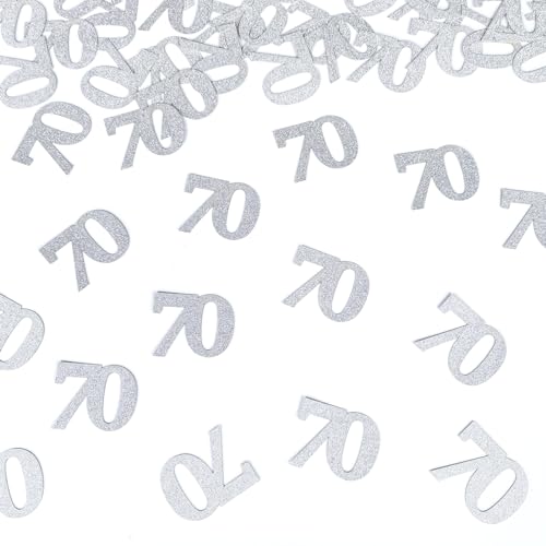 Silver Glitter 70th Birthday Confetti - 100pcs Double-Sided Decor