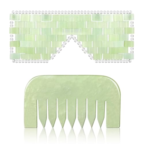 Jade Eye Mask and Comb Set for Relaxation, Wrinkle & Migraine Relief