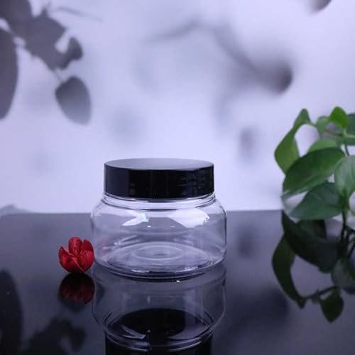 16 Pack 8 oz Plastic Jars with Black Lids, BPA Free Refillable Containers