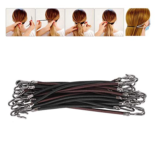 Bungee Hair Ties for Women – 20-Pack No-Slip Ponytail Hooks
