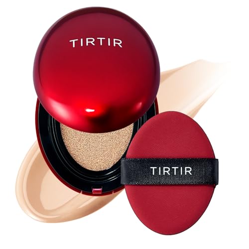 TIRTIR Mask Fit Red Cushion Foundation | Full coverage, Weightless, Skin fit, Satin Glow Finish, Korean Makeup BB Foundation, beauty, Tattoo cover up, Buildable (#21N Ivory, 0.63 Fl Oz)