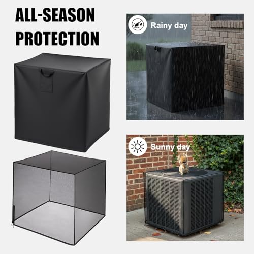 All-Season Air Conditioner Covers - 2-Pack Waterproof & Mesh
