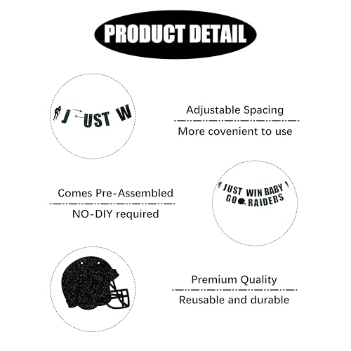 Just Win Baby Go Raiders Banner - Pre Strung Football Party Decor