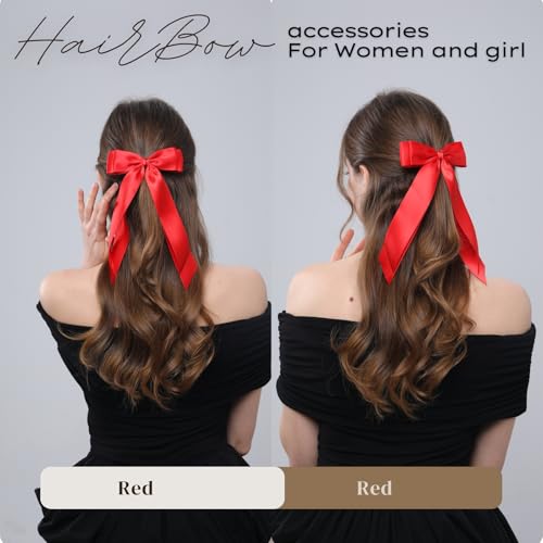 Double Layer Red Hair Bows Clips for Women & Girls - 2 PCS