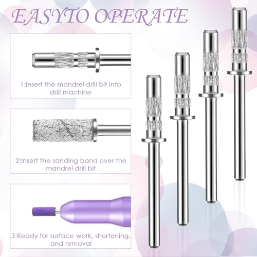 4Pcs Mini Mandrel Nail Drill Bits for Sanding Bands - 3mm