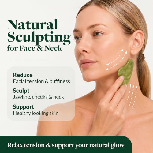 R.E.M Spring Jade Roller & Gua Sha Set for Face, Anti-Aging, Puffiness & Wrinkles