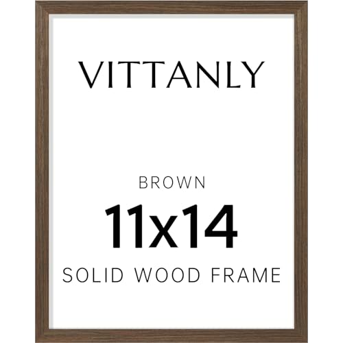 Vittanly 11x14 Solid Wood Picture Frame with Plexiglass - Brown