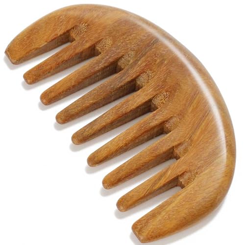 Wide Tooth Wooden Comb for Scalp Massage – Green Sandalwood