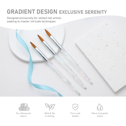 3PCS Acrylic Nail Brush Set - Sizes 8/10/12 for Nail Art
