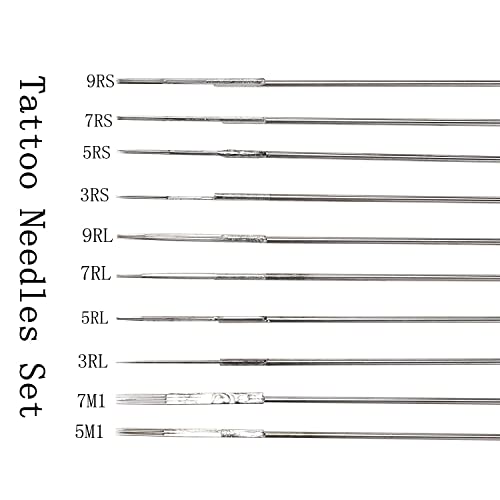 DOWEI 100PCS Disposable Tattoo Needles Set - Mixed Round Liner & Shader