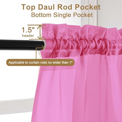 Chyhomenyc Hot Pink Sheer Curtains - 84 Inch Long, 2 Panels