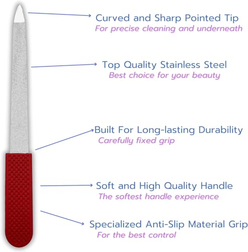Ruby Red Sapphire Nail File - Double-Sided Stainless Steel Tool for Manicure & Pedicure