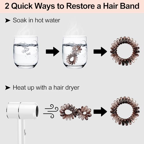JessLab Amber Spiral Hair Ties - 20 Pack Traceless, No Crease Ponytail Holders for Girls & Women