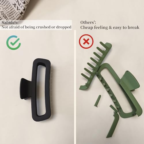 Nalodu 5.1 Inch Large Unbreakable Hair Claw Clips 4 Pack - No Slip Matte & Glossy for Thick Curly Hair