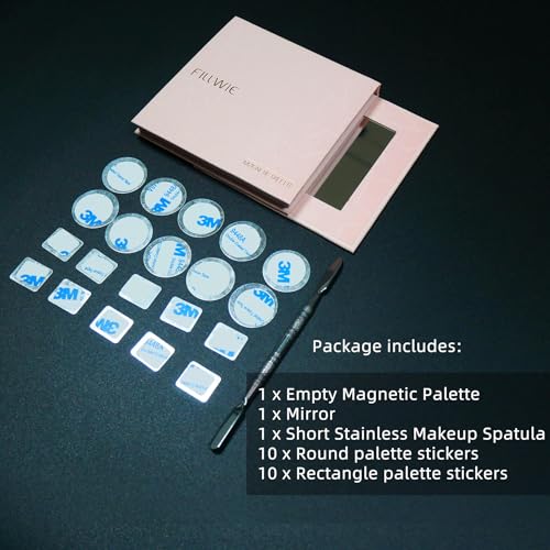 Small Empty Magnetic Makeup Palette with Mirror, Spatula, 20 Metal Stickers, Suitable for Eyeshadow Lipstick Blush Powder Highlighter and Contour (Black, Small)