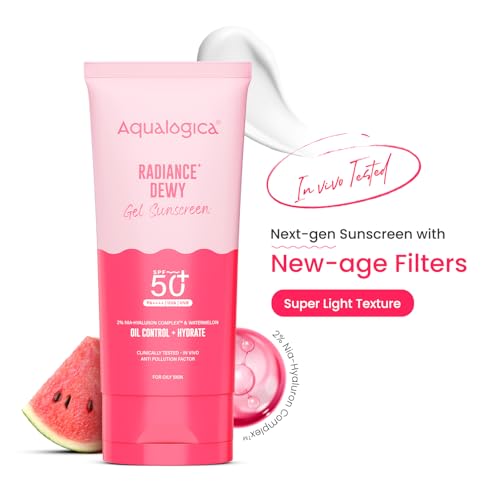 Aqualogica Radiance+ Dewy Sunscreen SPF 50 - 2.82 oz with Niacinamide & Watermelon