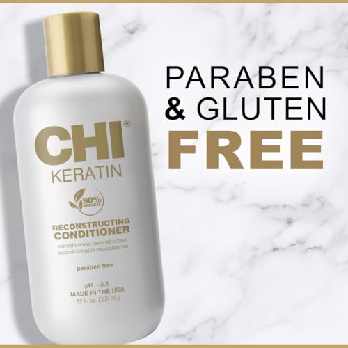 CHI Keratin Reconstructing Conditioner 12 Fl Oz - Sulfate & Paraben-Free, Strengthens & Moisturizes Damaged Hair (Pack of 1)