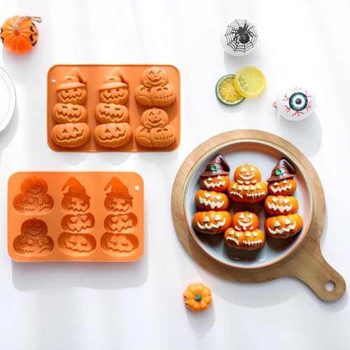 2-Pack 3D Pumpkin Silicone Molds for Halloween Baking
