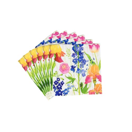 Caspari Summer Garden Paper Cocktail Napkins - 20 Pack, Eco-Friendly